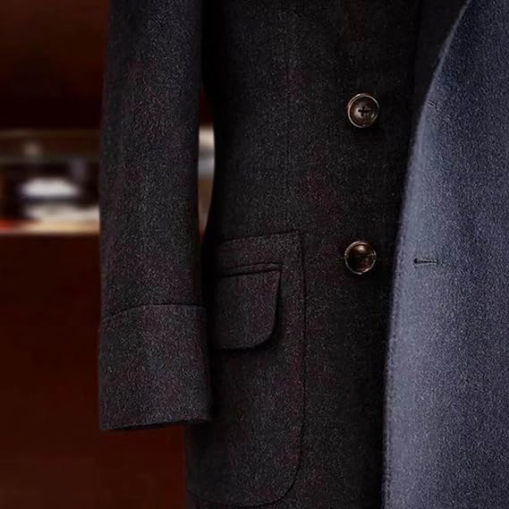 Men's Classic Peacoat Double Breasted Trench Coat Warm Winter Jacket Notched Lapel Mid-Length Formal Overcoat