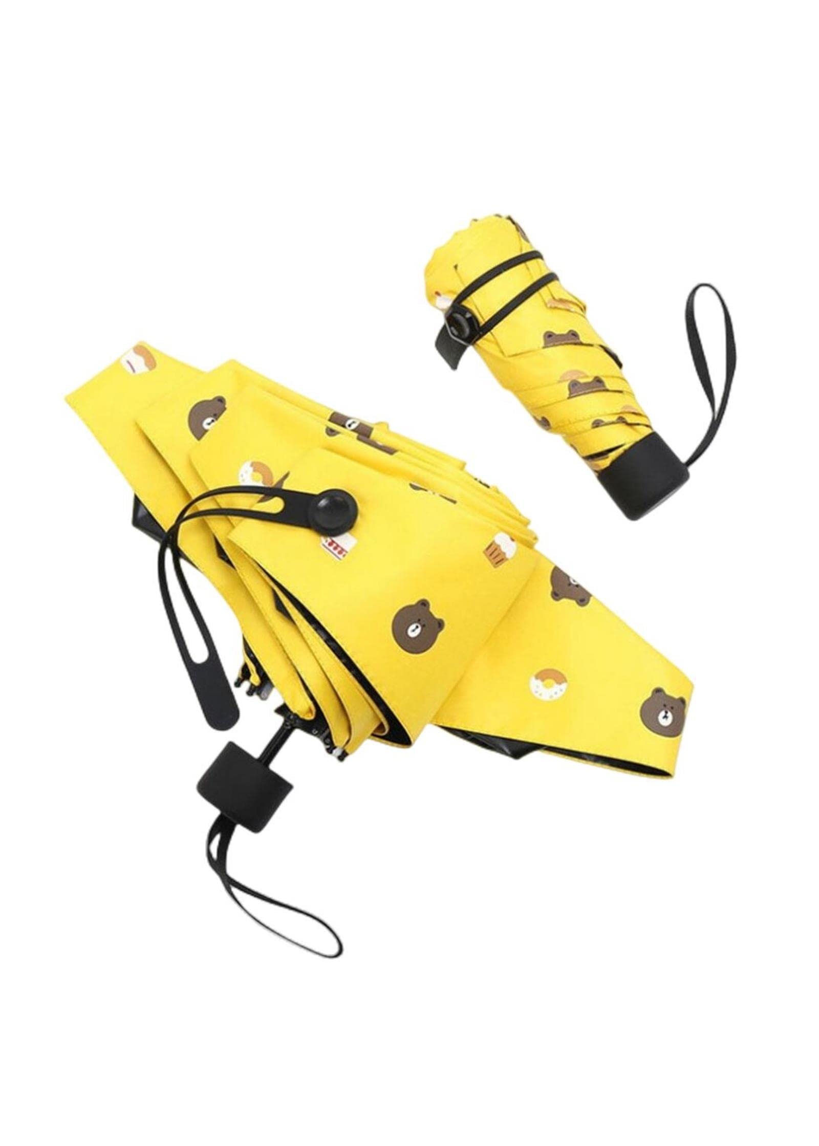 Mini Mubrella Mini Damska Kieszonkowa Mała Parasolka Anty UV Parasolka Przeciwdeszczowa Wiatroszczelna Lekka Składana Przenośna Parasolka (Czarna A)