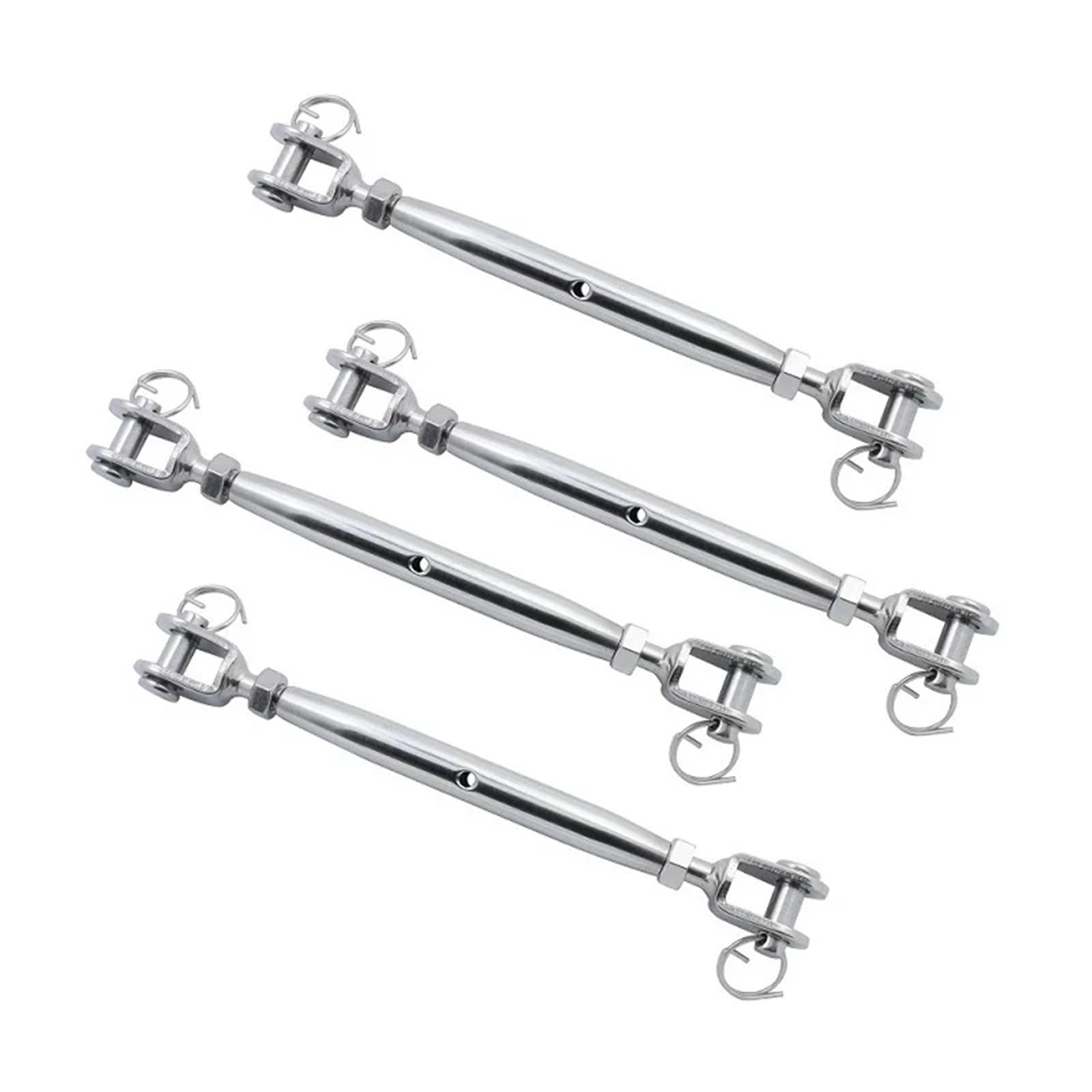 Tendeur Cable Mâchoire et mâchoire de ridoir à Corps fermé en Acier Inoxydable 316, M5 M6 M8, matériel de gréement hautement Poli, Robuste for Bateau et Bateau, 4 pièces(M8)