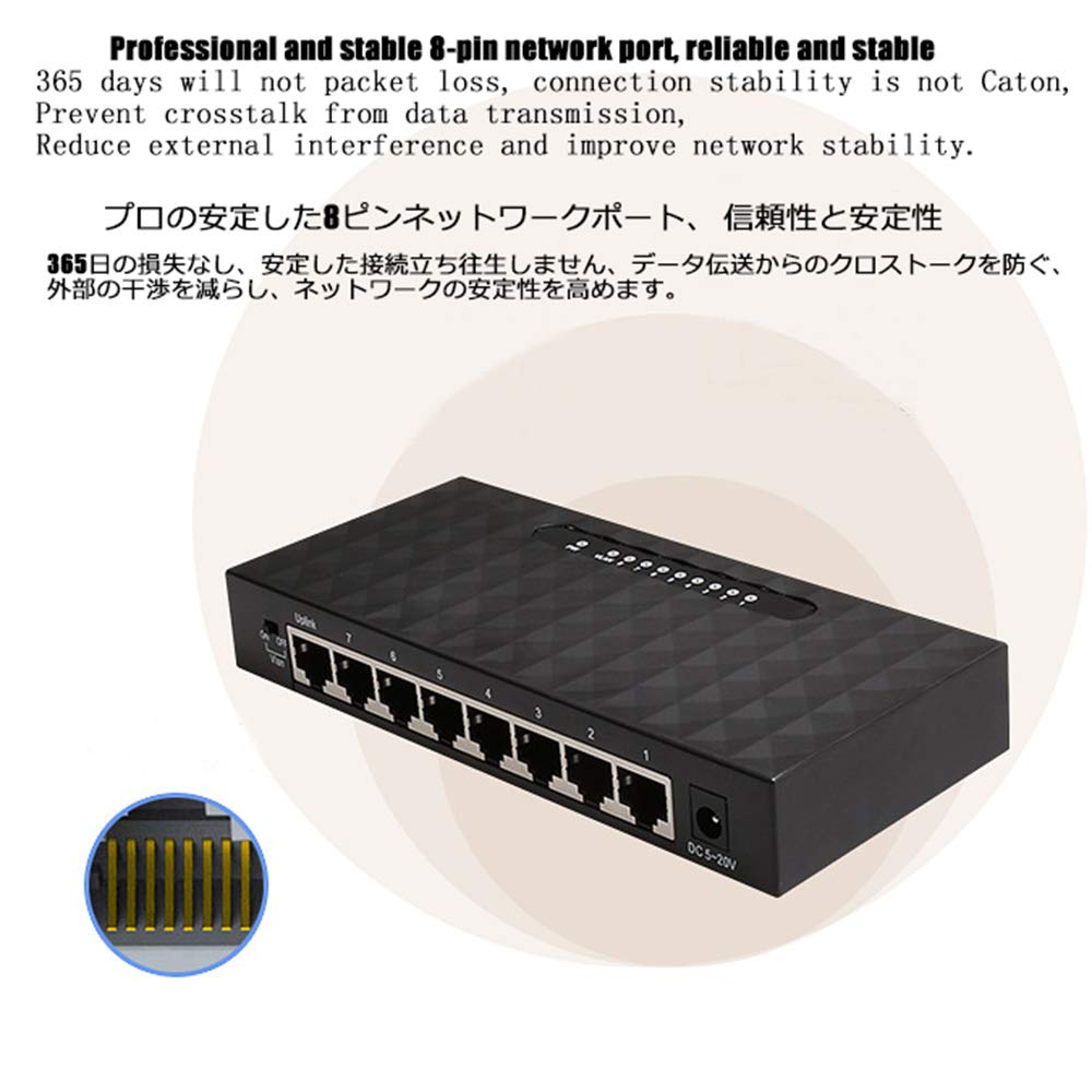 Gigabit Ethernet Switch 8 portów huby sieciowe i przełączniki Pełna 1000 m Gigabit Desktop-Switch nie zarządzany, biuro na kampusie domowej Plug and Play rozgałęziacz sieci