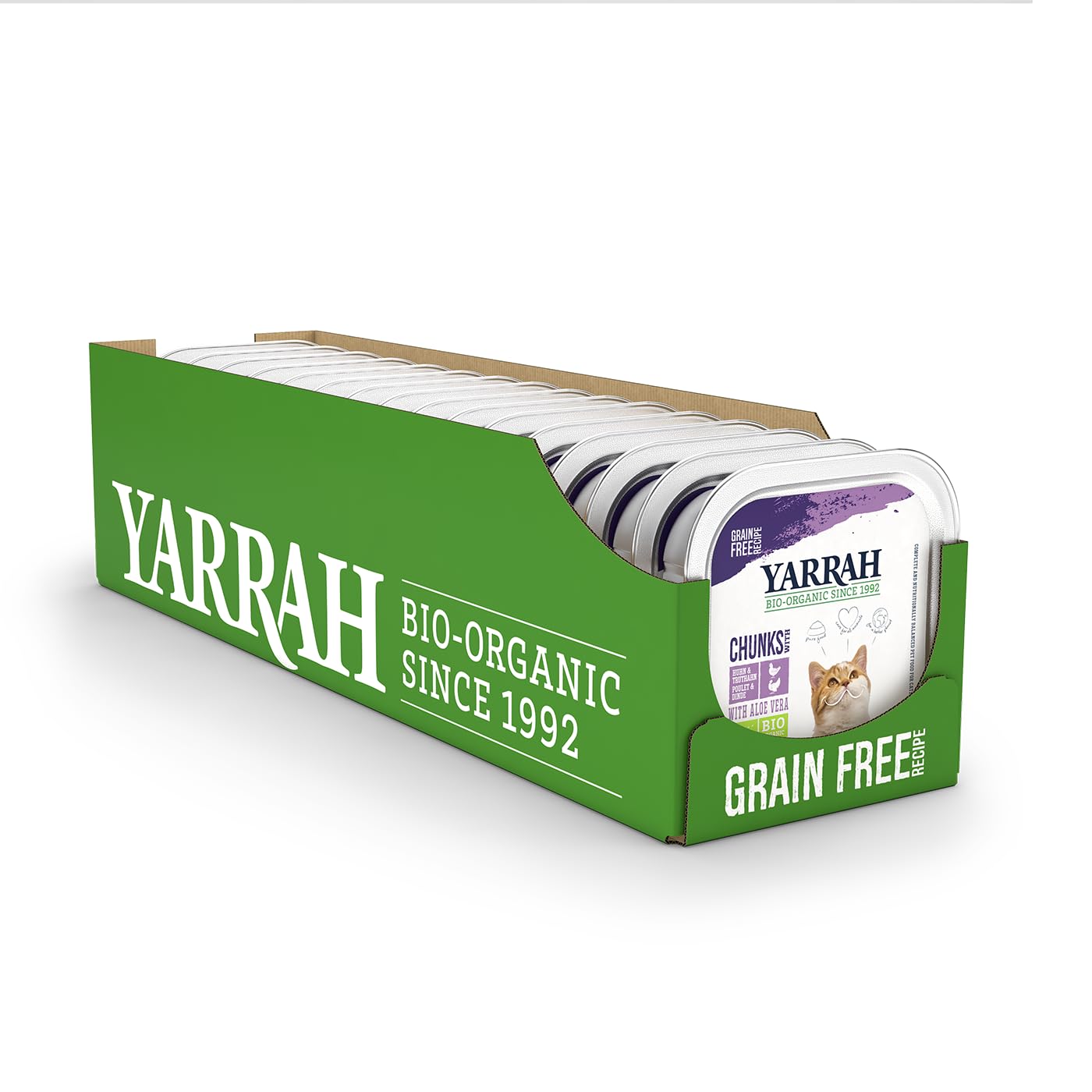Yarrah Bröckchen Huhn Truthahn 100g Bio Katzenfutter, 16er Pack (16 x 0.1 kg)