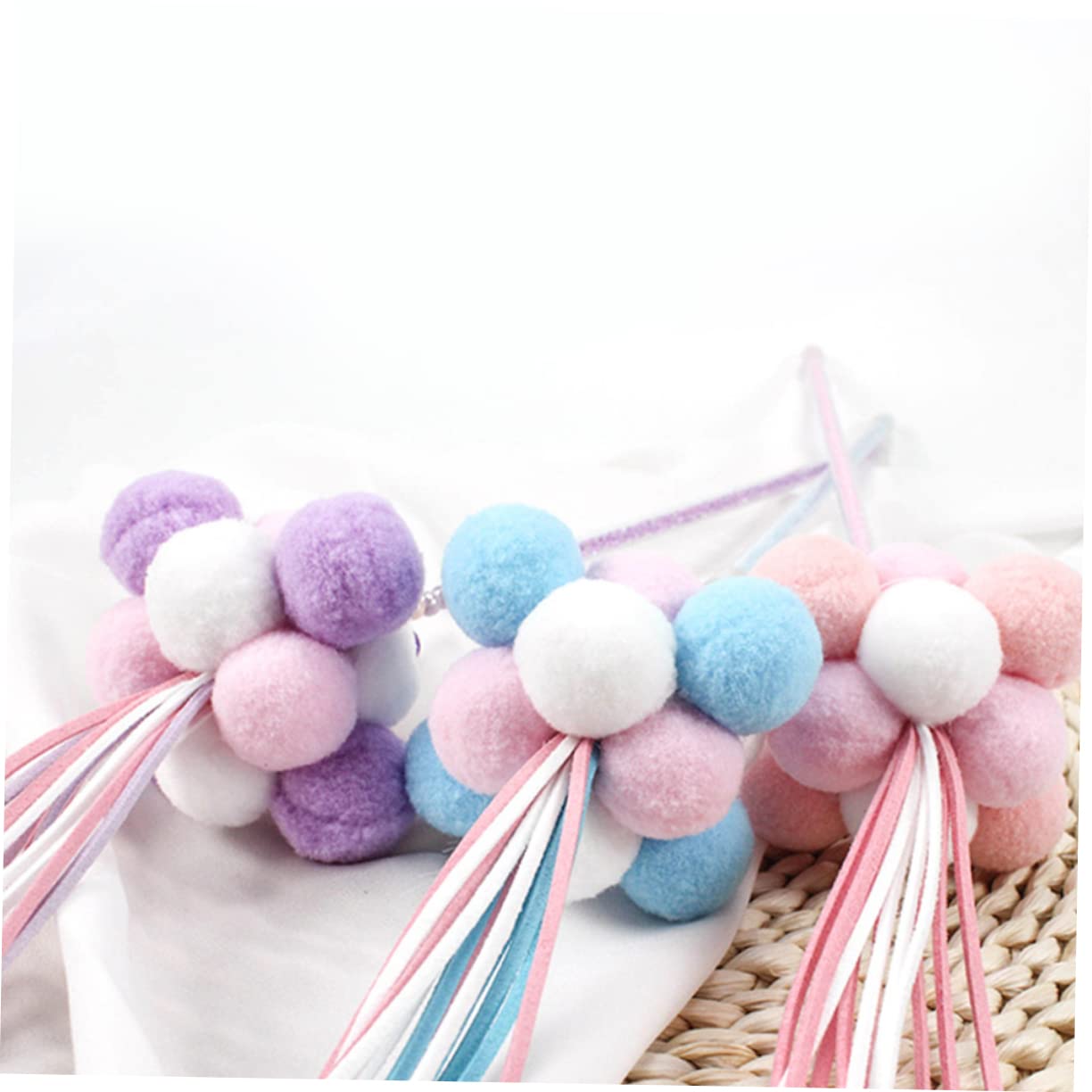 Yardwe 3pièces Interactif pour Chat avec Pompon Et Franges Longues Jouet pour Instinct Naturel De Couleur Aléatoire