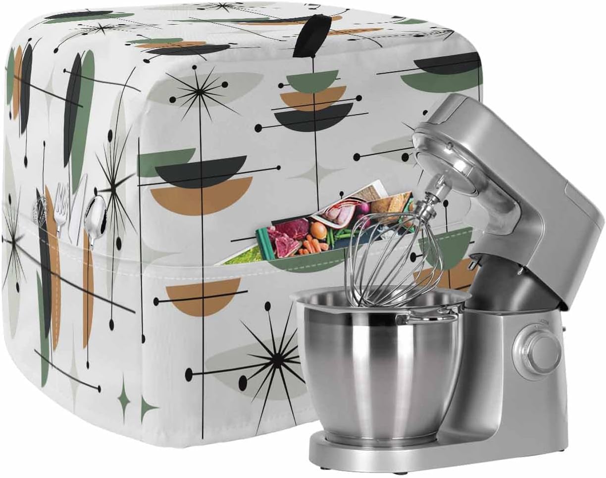 Navy Color Block Boho Stand Mixer Cover with Storage Pocket, Waterproof Kitchen Mixer Covers, Abstract Bohemian Geometric Kitchen Appliance Dust Cover Compatible with 4/4.5 Quart Mixers