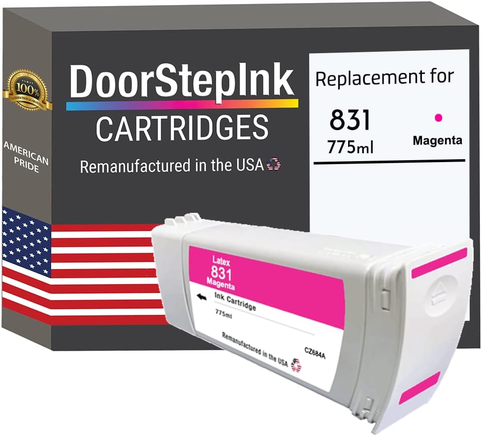 DoorStepInk 831 Magenta Remanufactured Ink Cartridge Replacement for HP 831 (CZ684A) — Compatible with Latex 310 54in/330 64in/360 64in/370 64in/570 64in — Standard Yield 1-Pack