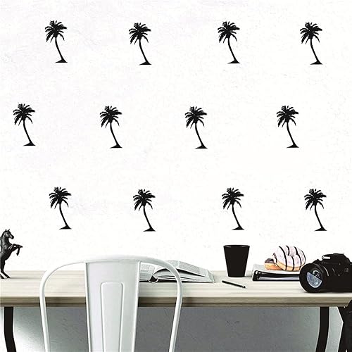 UILMNIY Juego de 12 piezas extraíbles para decoración de pared del hogar palmeras de coco para la playa decoración de vinilo para la sala de estar