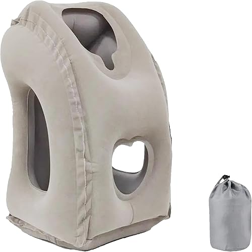 Almohada inflable de viaje para aviones, almohada de apoyo para el cuello para vuelos largos, almohada portátil y cómoda para dormir en avión,