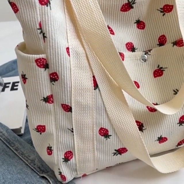 Bolso tote de pana para mujer con cremallera miniatura 7