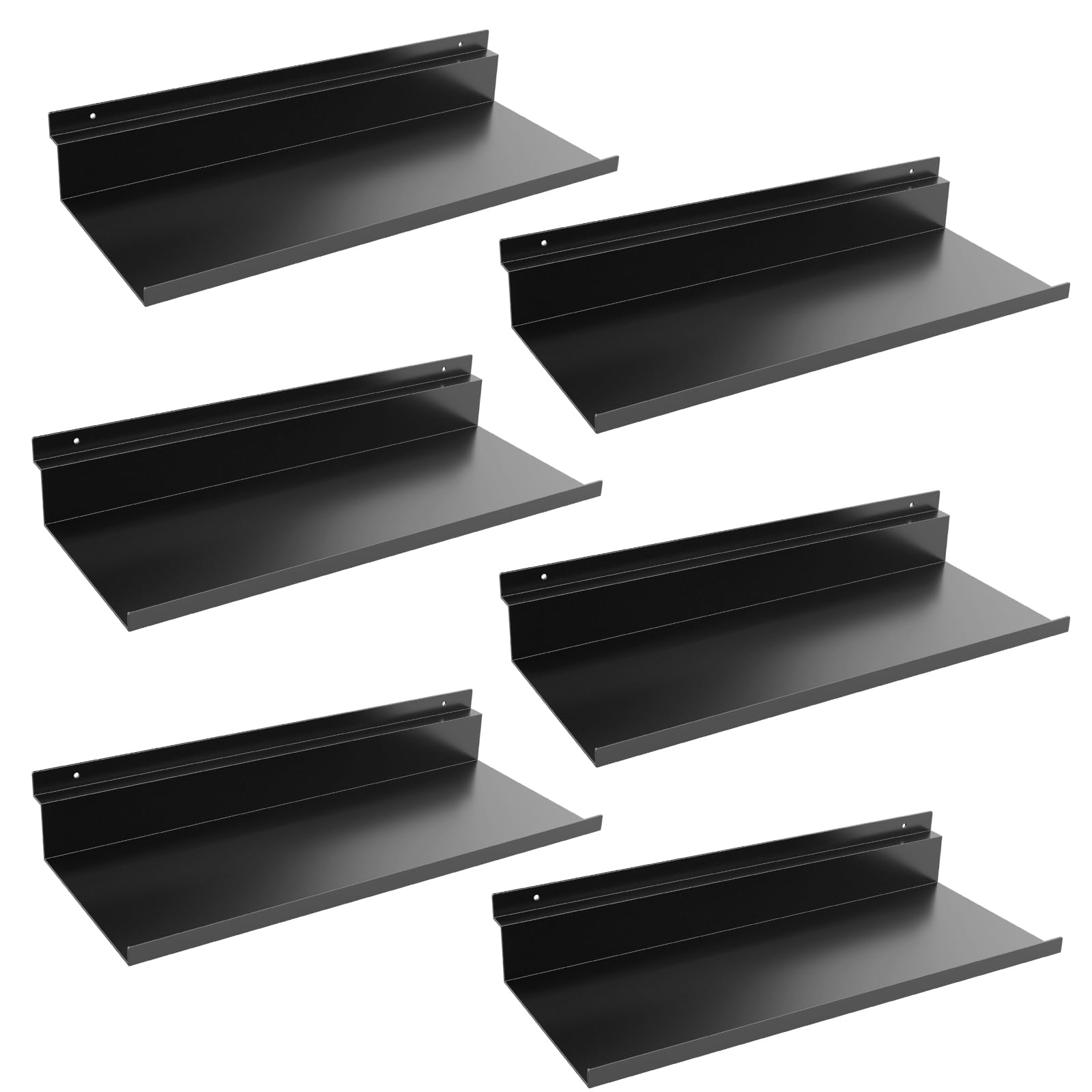 Photo 1 of Daanxw Metal Slatwall Shelves - 6 Pack, Black, 12.5" x 5"