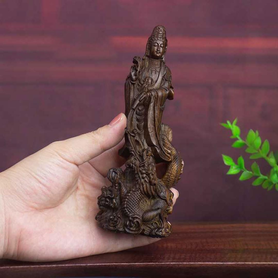 木彫り彫刻 木彫り 仏像 ツゲ 柘植 観音様 観音像 龍上観音 観音様の