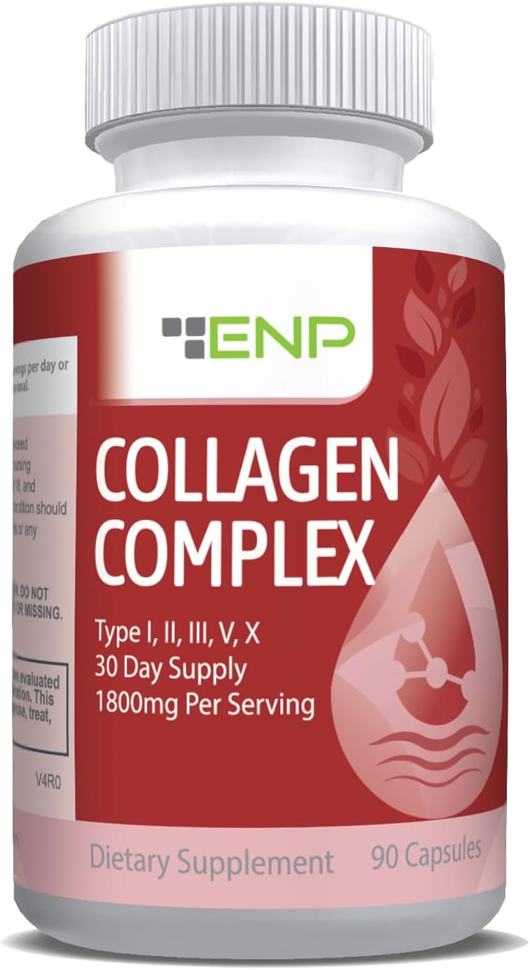 ENP Collagen Complex, Type I, II, III, V, and X, Derived from Non-Vegan Sources, Joint Comfort, Flexibility, and Bone Strength, 90ct, 30 Day Supply