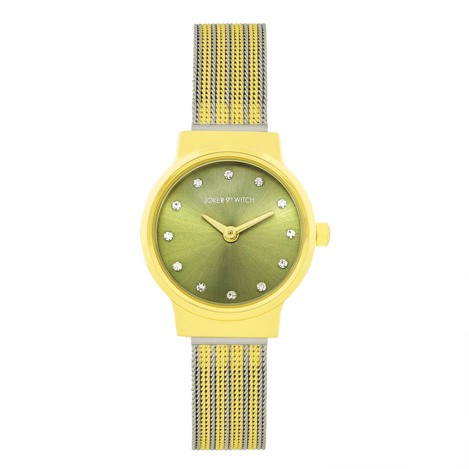joker & witch Serena 25mm Olive Dial 12mm Dualtone Steel Mesh Watch for Women-picture-15