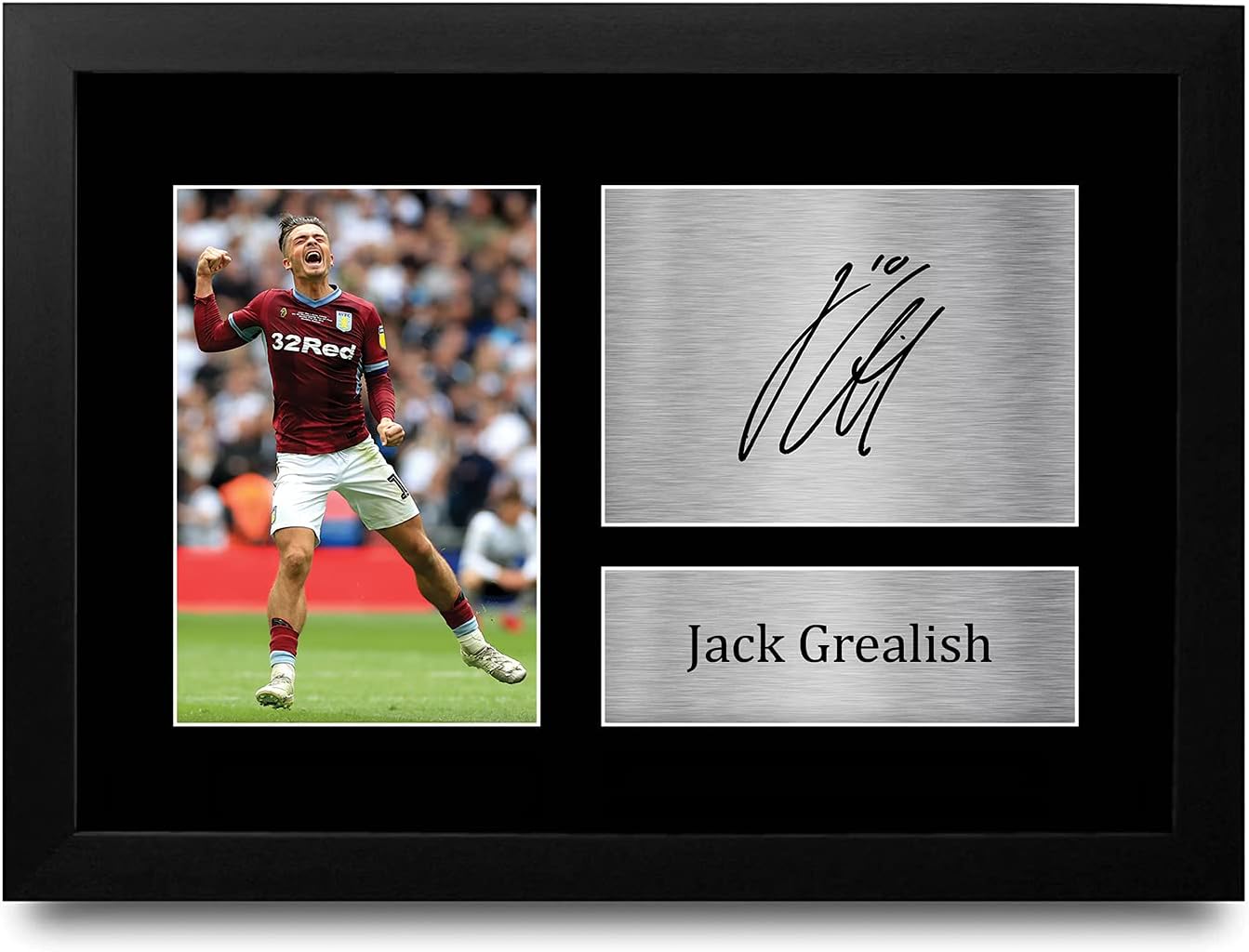 HWC Trading FR Jack Grealish Aston Villa Gifts Printed Signed Autograph Picture for Fans and Supporters - A4 Framed