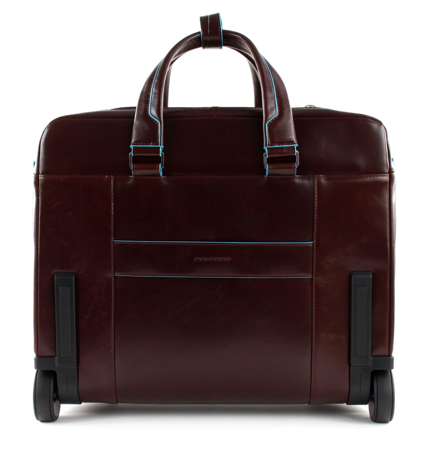 PIQUADRO - Trolley Piloti in Pelle Porta PC Blue Square - Unisex - Mogano | Alloggio Tablet 13", A spalla, Protezione antiurto, Vano laptop, Elegante e Professionale