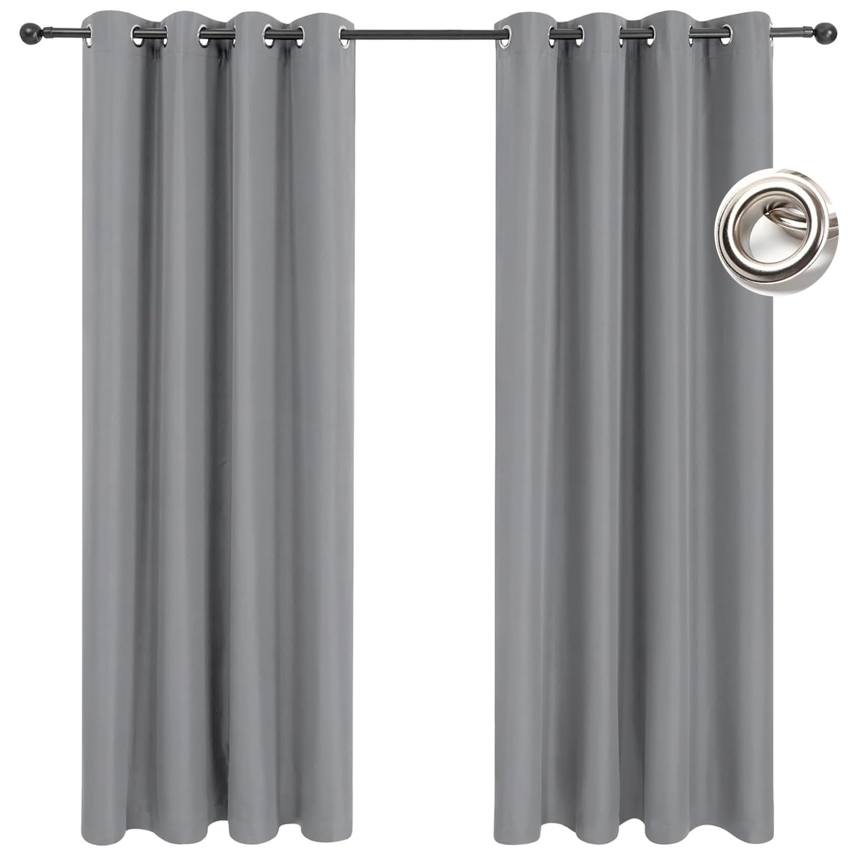 Cortina Opaca Termica 120 x 230 cm Anti Luz Cortina Termica Aislantes Grandes Visillos Dormitorios 2 Piezas para Sala de Estar, Gris Claro