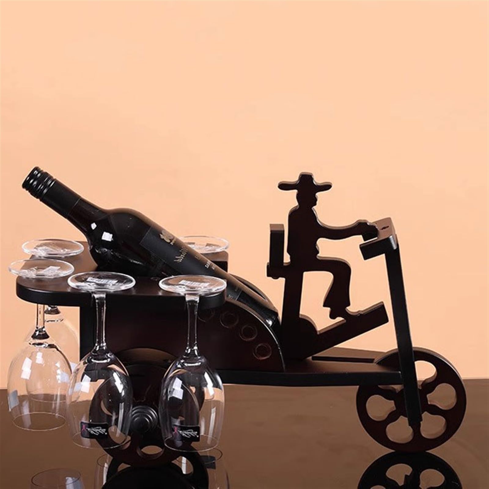 Botelleros para Cocina Estante for Vino, Estante for de Madera Maciza, exhibición, Soporte for Copa, Botella al revés, Mini Coche