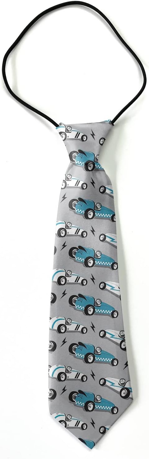 Toddler Size ( Vintage Race Cars ) Pre-Tied Adjustable Novelty Necktie, Fashion Conversational Neck Strap Ties for Boys and Children, for Wedding Parties Events