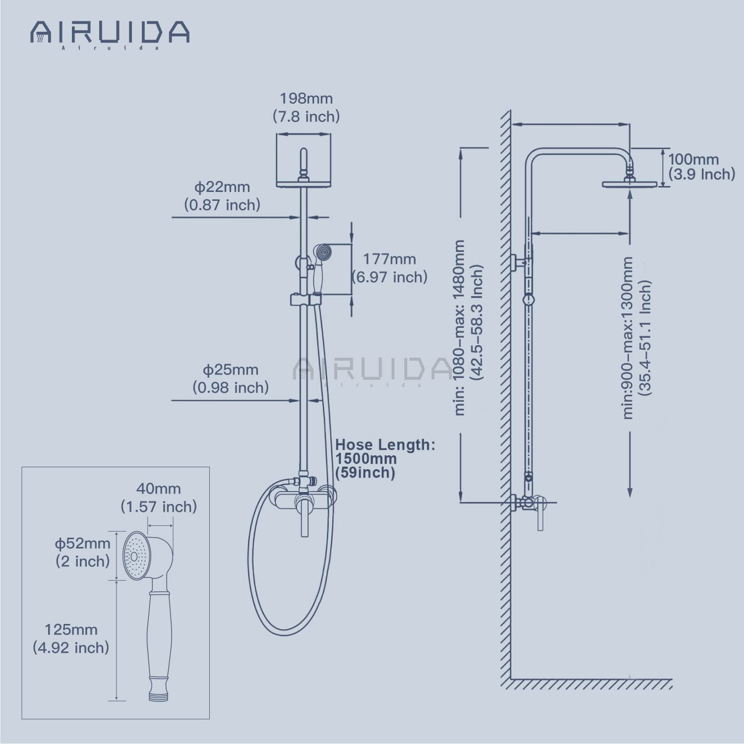 Buy Airuida Matte Black Exposed Pipe Shower System Single handle 8 Inch