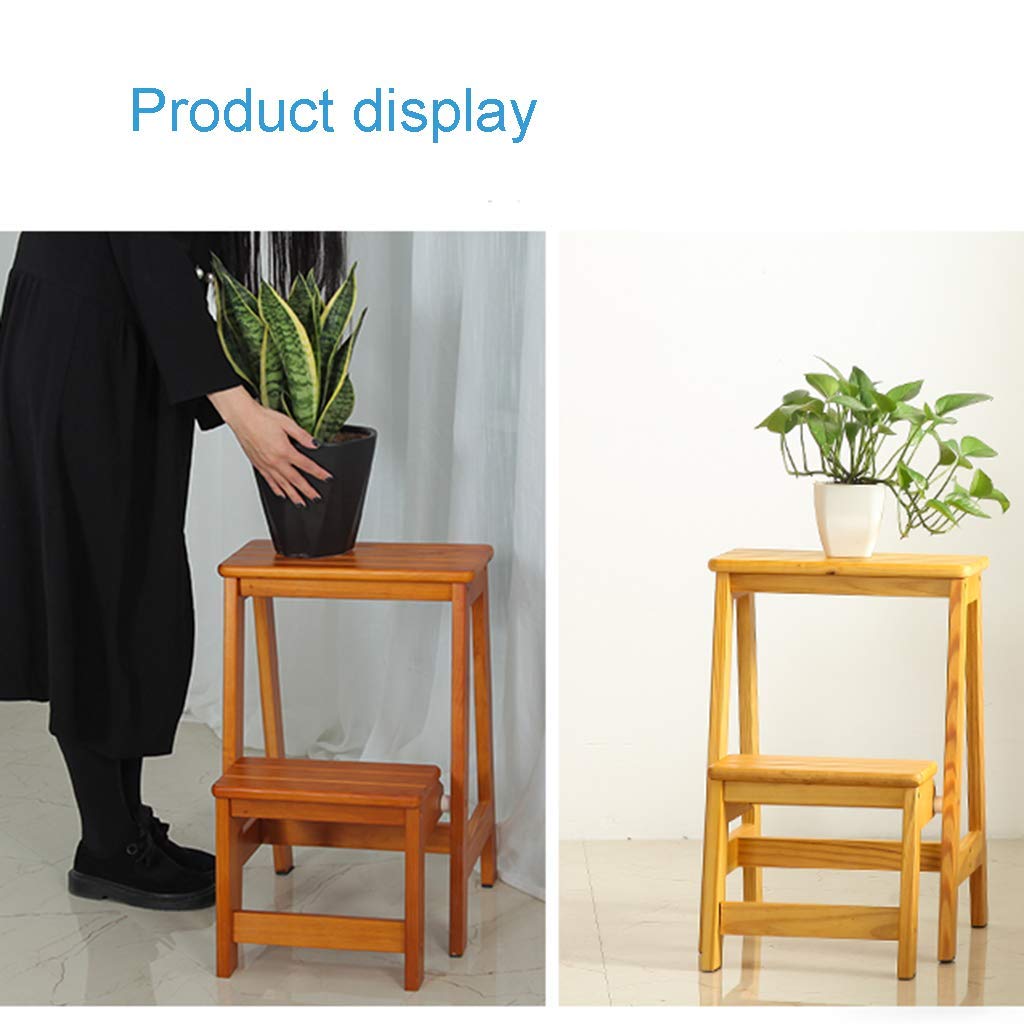 Reposapiés Plegable Escalón Plegable Patada retráctil Taburete Escalonado Plegable Escalera Silla Estante Escalera de Madera de 2 peldaños Antideslizante Multifunción Cocina Dormit