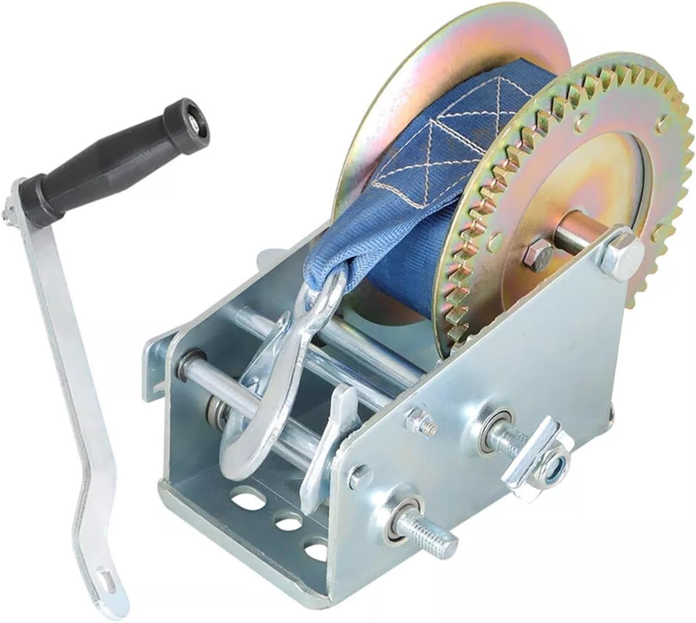Portable 3500 lbs Manual Crank Gear Winch Fits For Boat for ATV for RV Trailer Easy to replace