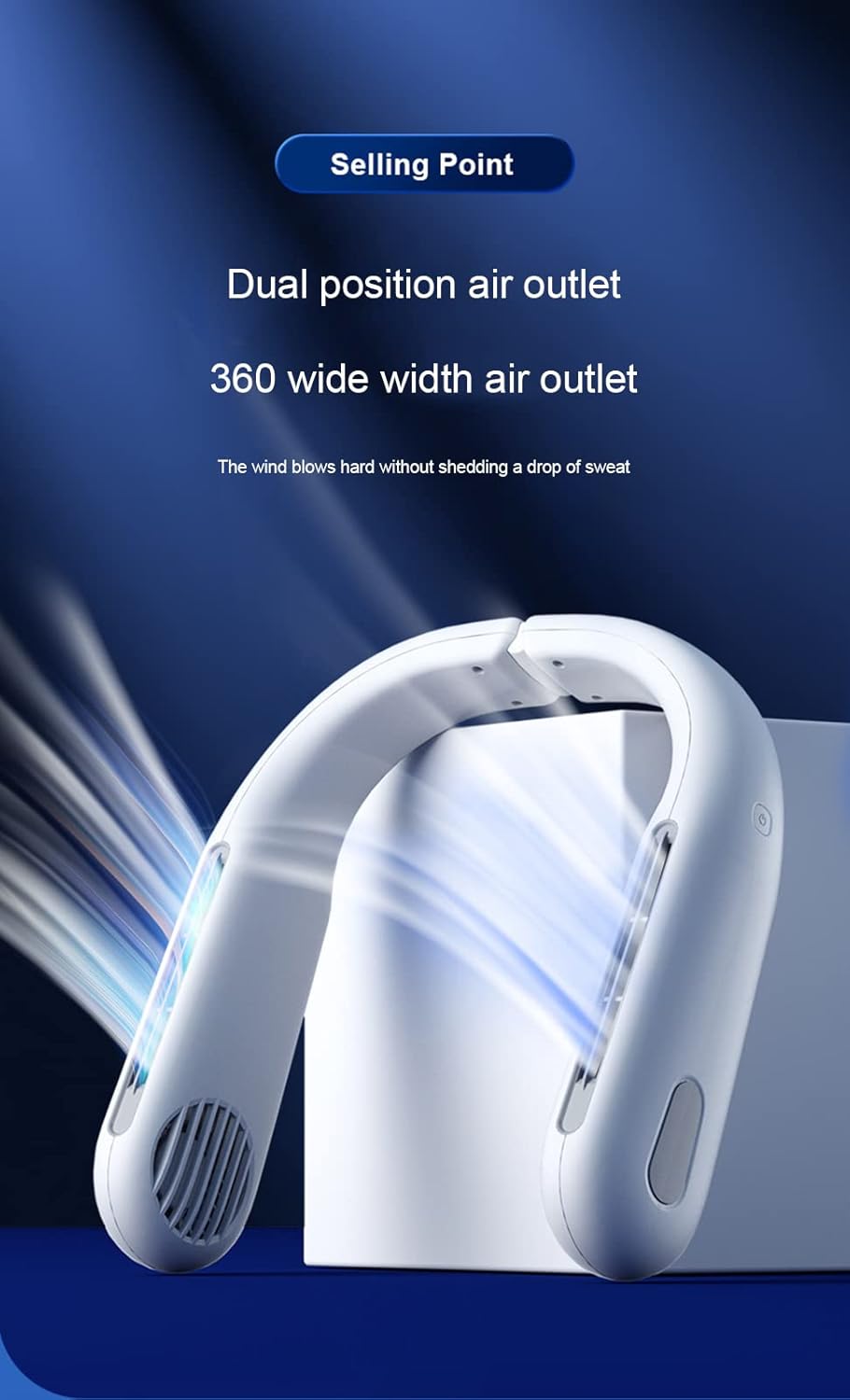 Neck Fan 4000Mah Portable Neck Fan 360°Cooling Airflow Bladeless Neck Fan,3 Speeds Adjustment,USB Powered Neck Fan for Outdoor Indoor,White