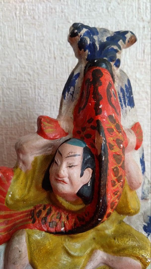 土人形　堤土人形　大型　鯉の滝登り　明治期　歌舞伎 土人形 堤土人形 大型 鯉の滝登り 明治期 歌舞伎