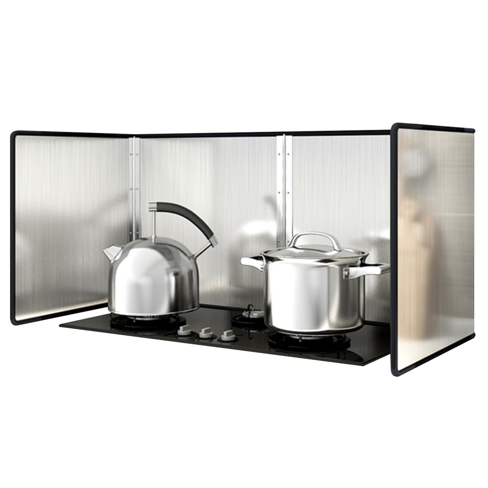 Pare-éclaboussures pliable en acier inoxydable à 4 côtés, écran antiadhésif pour la cuisson sur cuisinière, panneau d'isolation thermique, accessoire indispensable pour la cuisine (60 x 45 x