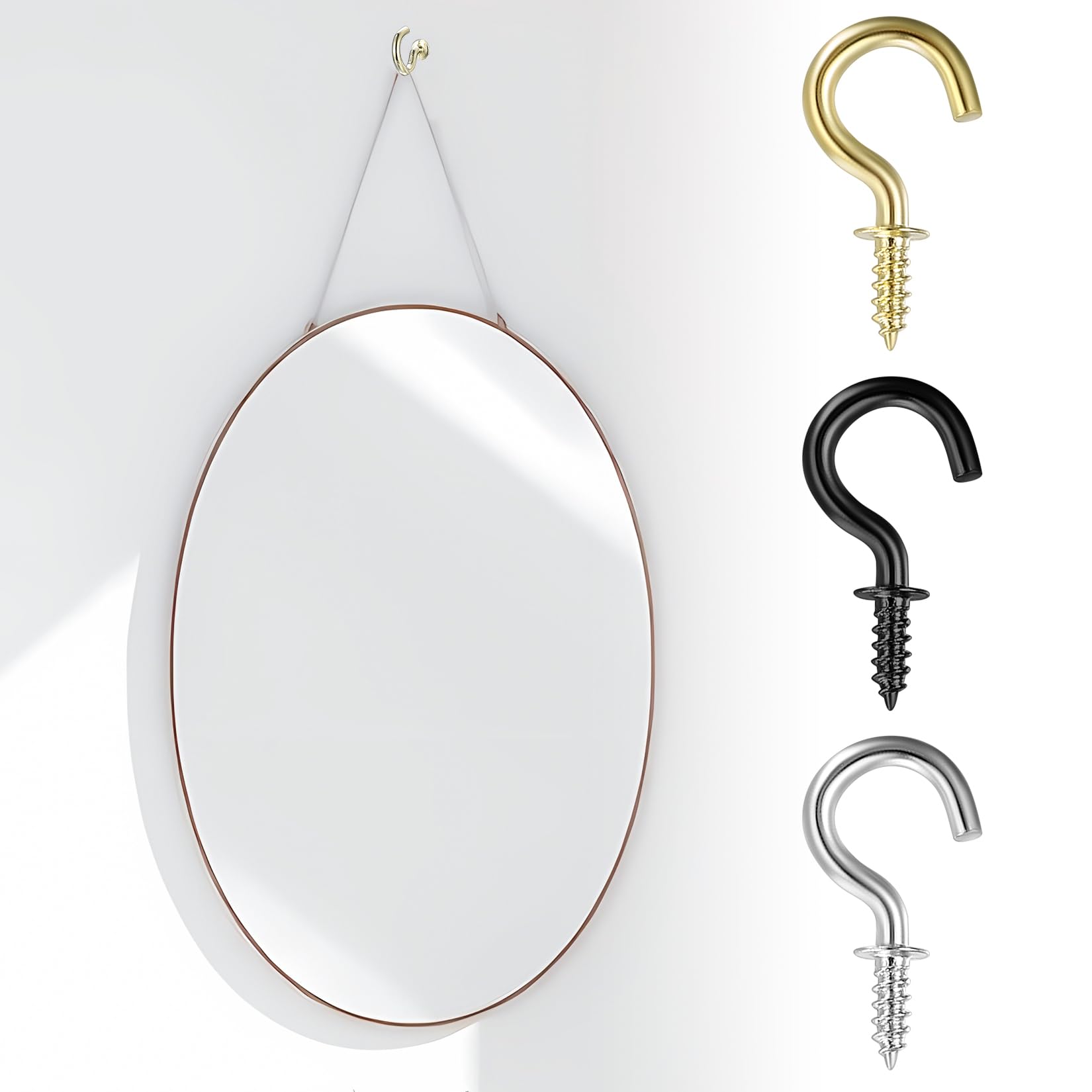 200 Pz Ganci a Vite, Ganci Avvitabili Viti per Legno, Piccole Gancio a Vite per Legno, Ganci a Soffitto in Metallo, Viti a Gancio, Vite a Tazza per Appendere Piante Decorazioni Casa Ufficio(Oro)