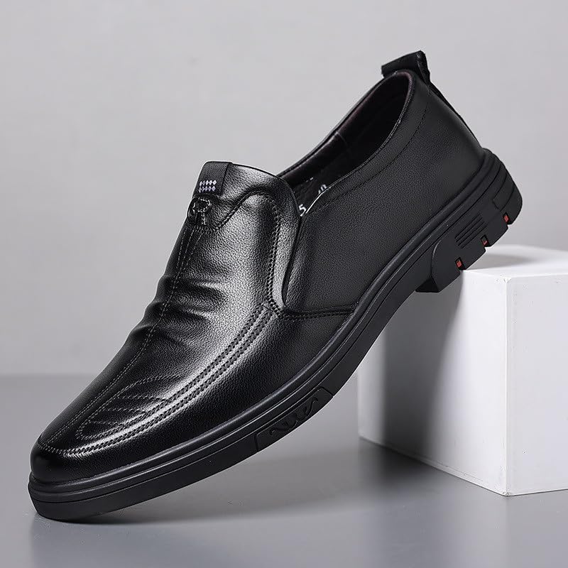 Men's Casual Shoes Round Shoes Rubber Soft Sole Slip-on Fashion Breathable Leather Shoes for Men2