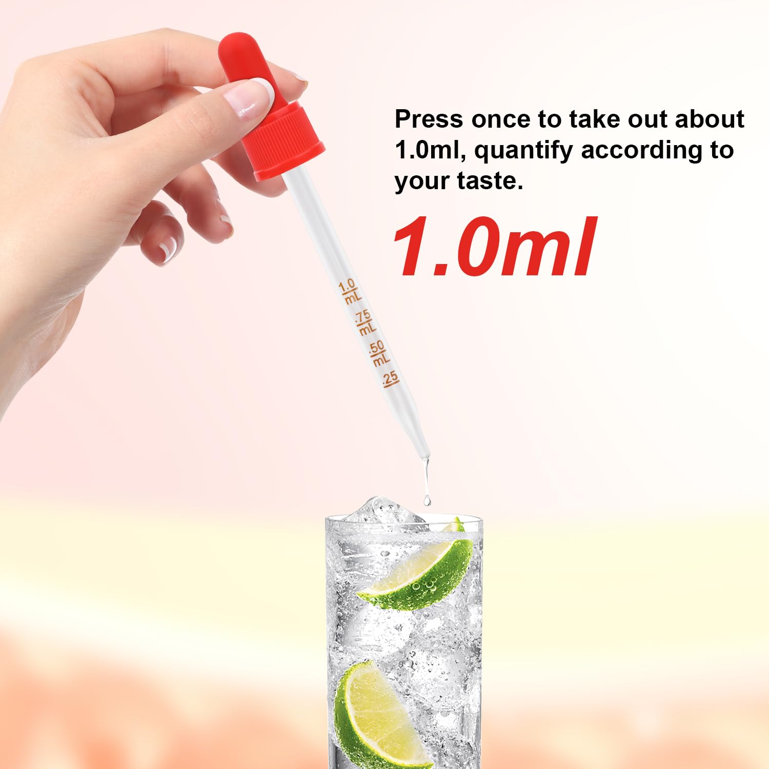6szt Szklanych Pipet z Kroplomierzem i Szczoteczką do Czyszczenia, Wielokolorowe Szklane Pipety z Miarkami Kompatybilne z Kroplami Sodastream Bubly Bubbly Drops (6 Kolorów)
