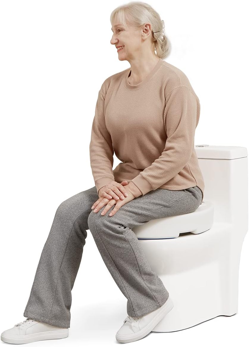 OasisSpace Hinged Toilet Seat Riser - Elevated Toilet Seat for Standard Toilet, Raised Elevated Handle, Handicap Toilet Seat Riser 4 Inch, Raised Toilet Seat for Senior : Health & Household