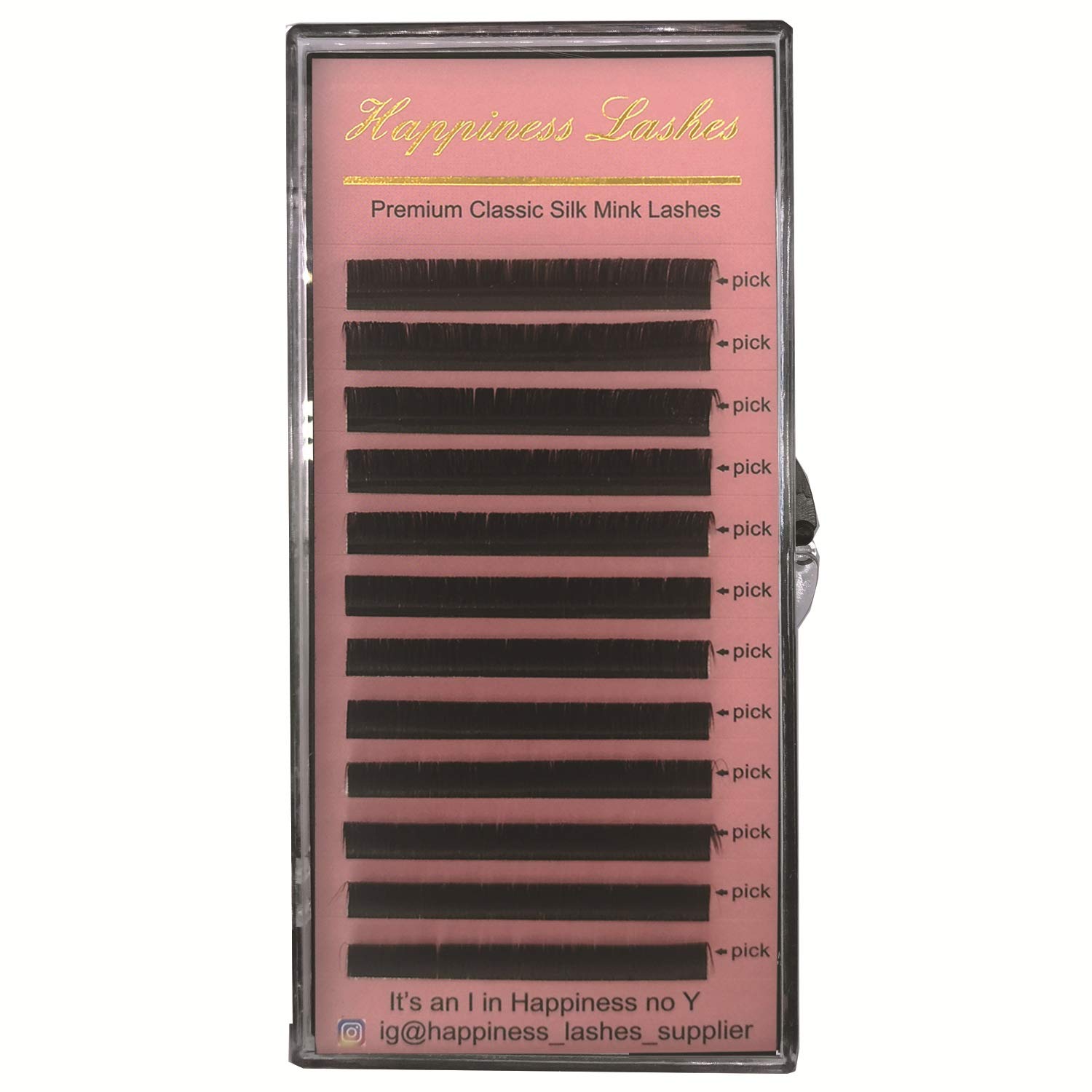 Premium Soft Silk Eye Lash Extension Eyelashes 12 Lines/Tray Easy to Grab Off from the Box Deep Matte Mink Classic Lashes HPNESS 0.05 C 11mm