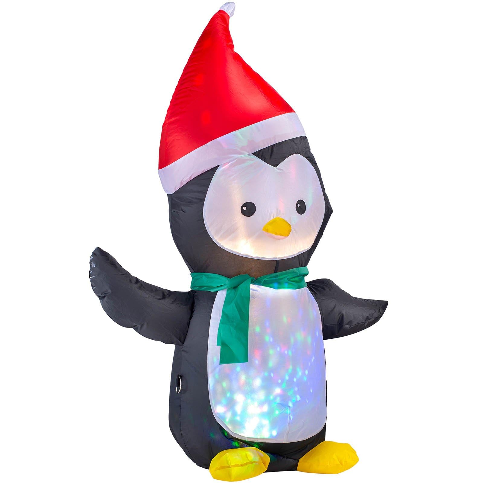 WeRChristmas Inflatable Christmas Penguin Colour Changing LED Light Decoration, Black, 3.5 ft