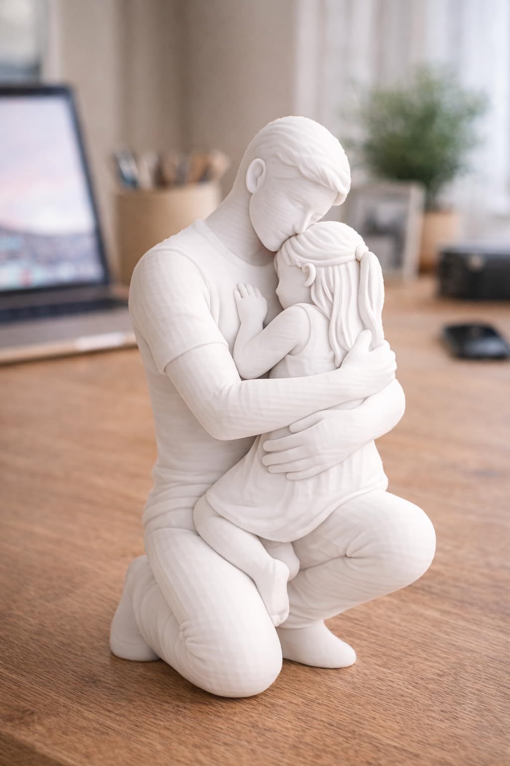 Father and Daughter Figurine Sculpture, White, Resin, Home Decor, Family Bonding Statue-image-18