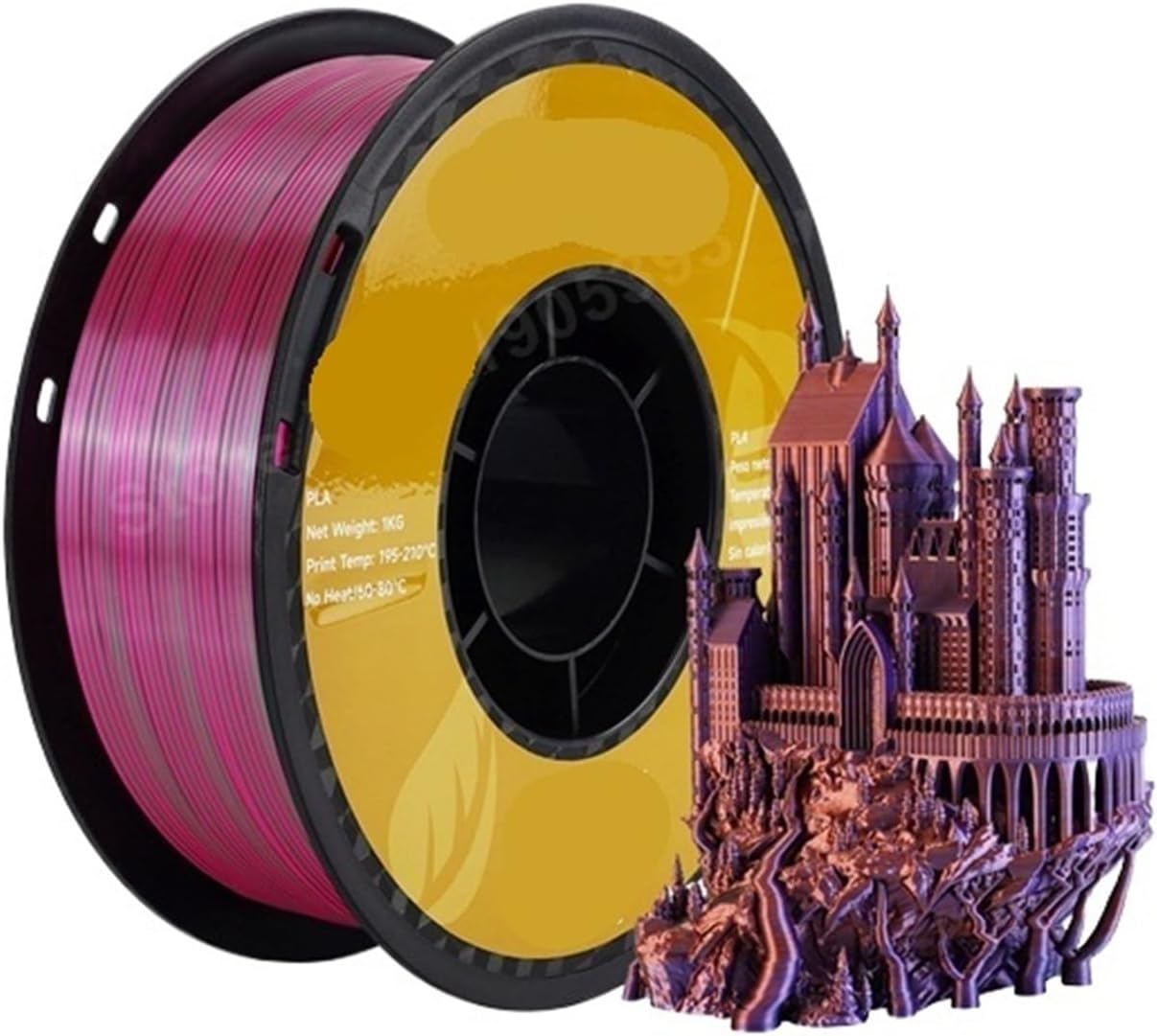 Tricolor Silk PLA Plastic for 3D Printer, 3 in 1 Multi-Color Printing Filament .75mm 1KG(White)