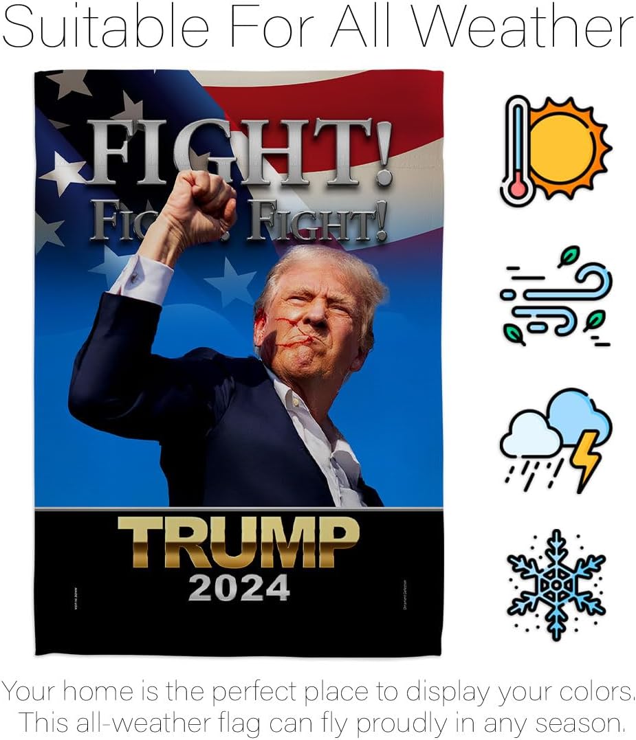 Fight for Trump Flag Wall Decor for Home Room Tapestry MAGA Garden Poster Rally Shooting 2024 Patio Banner Yard Sign Outdoor House Patriotic Decorations Republican Gift Made in USA