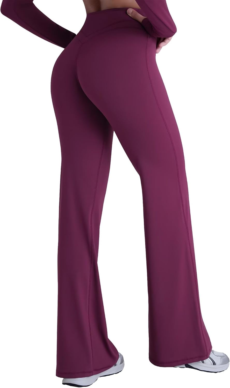 Sunzel Women Hidden Butt Lift Flare Yoga Pants No Front Seam V Crossover High Waist Flare Leg Lounge Workout Flared Leggings