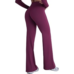 Sunzel Women Hidden Butt Lift Flare Yoga Pants No Front Seam V Crossover High Waist Flare Leg Lounge Workout Flared Leggings