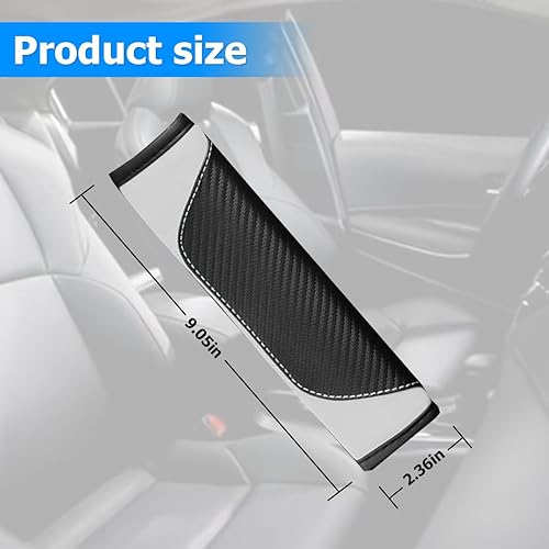Miniatura 2 de AUCELI 2 fundas para cinturón de seguridad de automóvil, fundas de correa de hombro de fibra de carbono, almohadilla de arnés suave de cuero