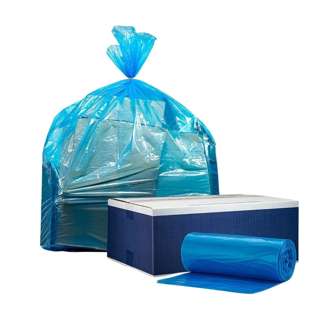 Plasticplace 95 Gallon Recycling Trash Bags, 61"W x 68"H, 1.5 Mil, Blue, 25 Count (Pack of 1)