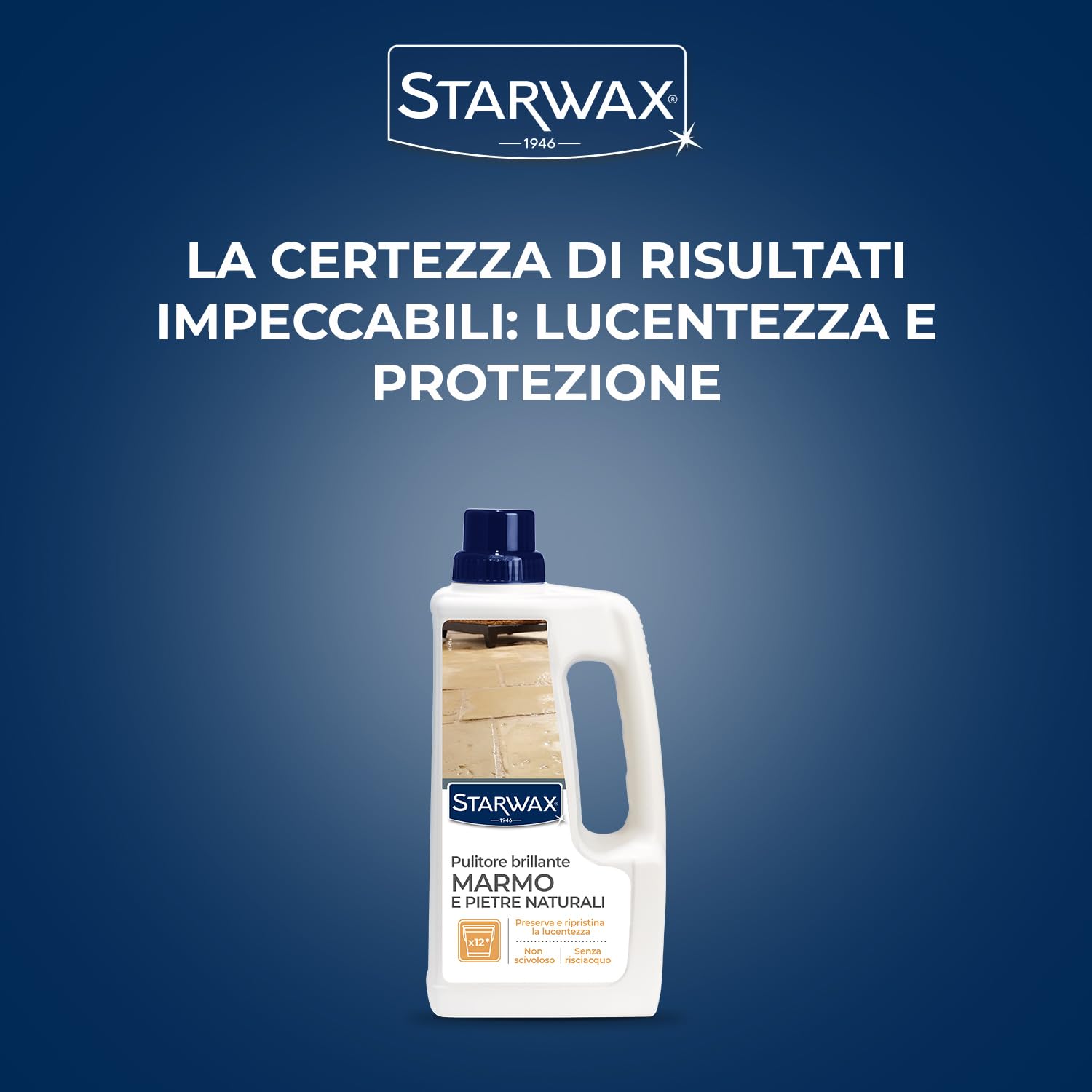 STARWAX - Pulitore brillante per marmo e pietre naturali - Pulisce e ripristina la lucentezza - Senza risciacquo - Non scivoloso - 1L - Fino a 12 operazioni
