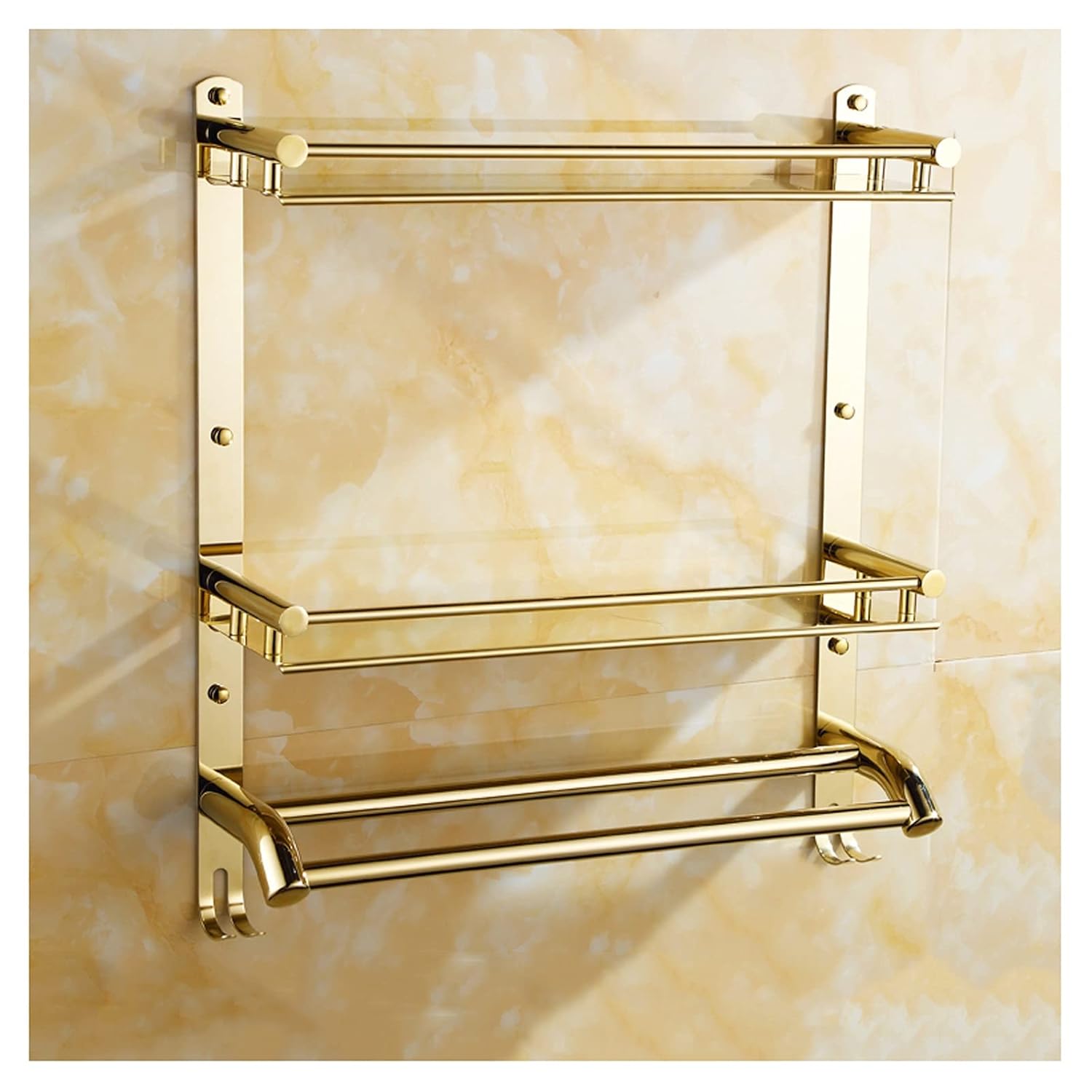 Bathroom Shelf Bathroom Shelf Drilling Wall Mounted Copper Shower Shelf 2 Tier Shower Caddy Storage Basket with Adjustable