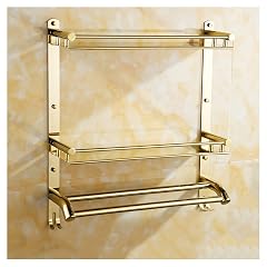 TOMYEUS Shower Caddy Bathroom Shelf Bathroom Shelf Drilling Wall Mounted Copper Shower Shelf 2 Tier Shower Caddy Storage