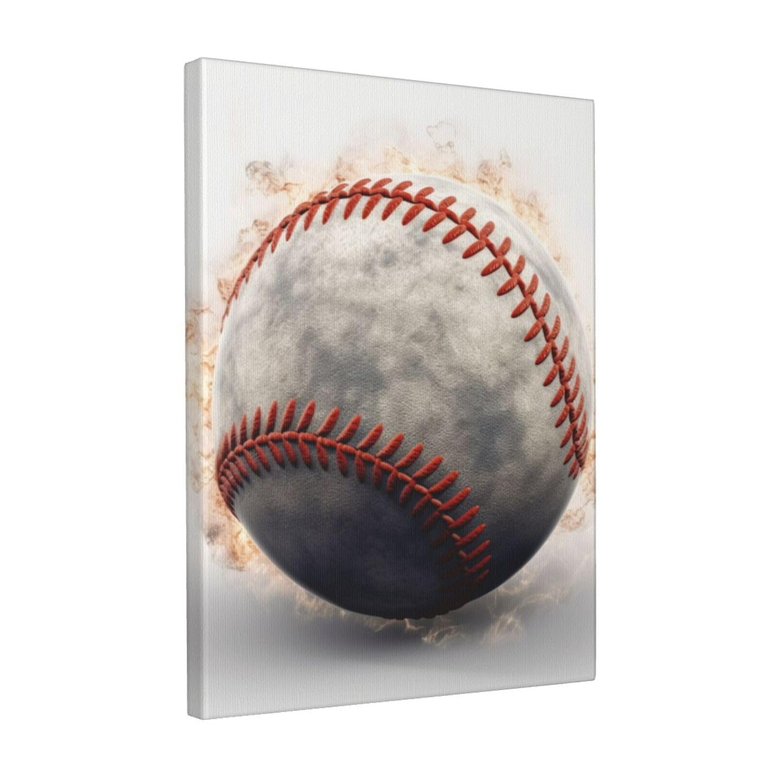 FodPand baseball Canvas Wall Art for Living Room Wall Decor 12"x16" Modern Artwork Painting Pictures Hanging Canvas Prints Aesthetic Wall Art for Bedroom Bathroom Office Wallart Decor