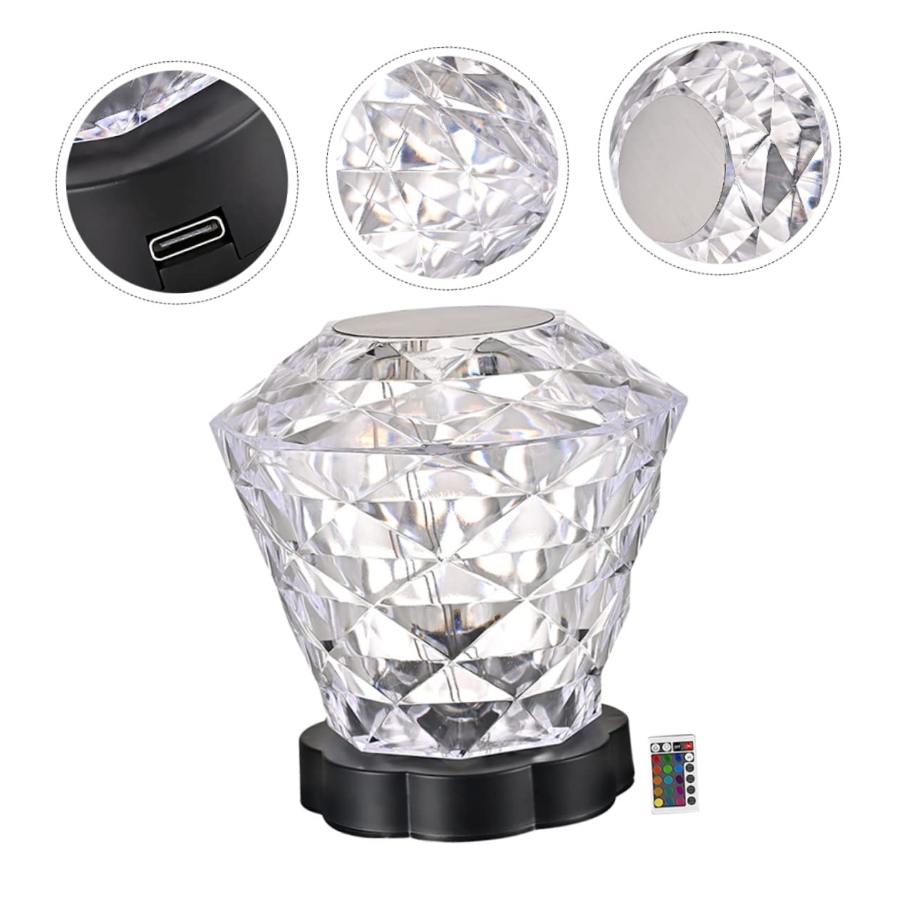KKXXYQFC Lampada Diamond Night Light Lampada da scrivania Senza Fili Lampada Crystal Touch Lampada in Rosa Lampada da Tavolo Ricaricabile Luce Notturna Ricaricabile Batteria al Litio da 800 mAh Luce