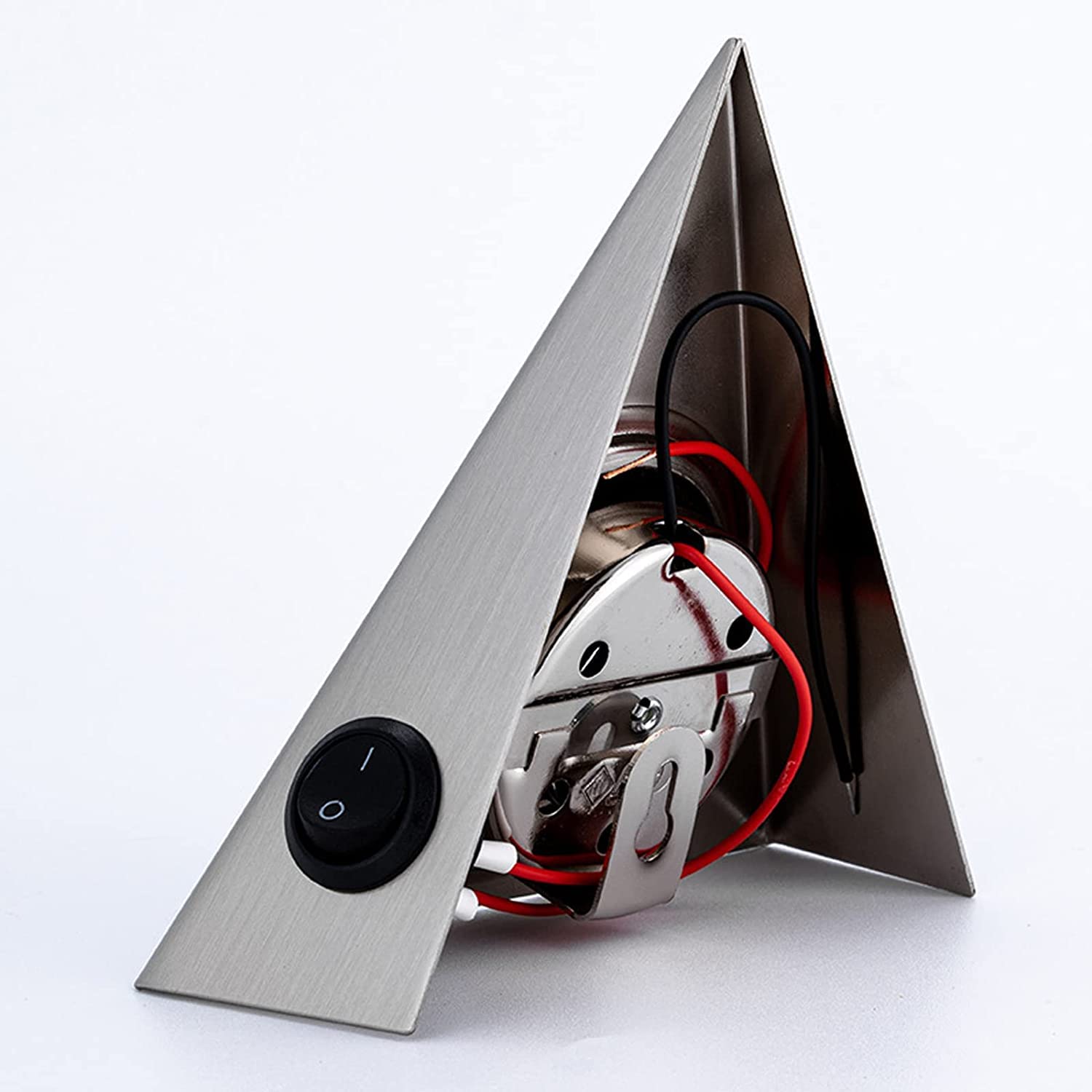 Juego de 3 lámparas LED para debajo del edificio, triangular, lámpara de cocina con interruptor, triángulo de acero inoxidable bajo armario luz para entrada, armario, armario de vino, estantería