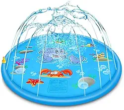 Tapete de Água Infantil com Sprinkler, Piscina Splash Pad para Babe, Design Marinho, Azul