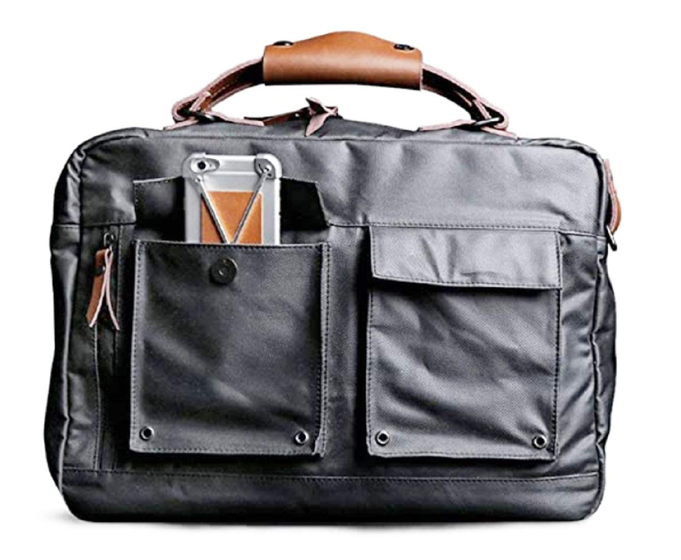 Contacts Canvas Splash-Proof Laptop Messenger Bag For Up To 15.6" Laptop/Mac With Genuine Leather Trim, Laptop Sleeve Sling Bag With Shoulder Strap (Grey, Unisex-Adult)… (B09474JJK8) Amazon Price History, Amazon Price Tracker