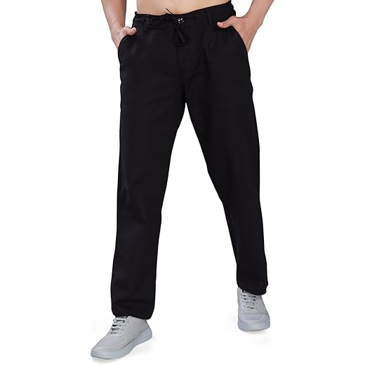 DIVISIVE Men's Relaxed Fit Cotton Linen Blend Trousers