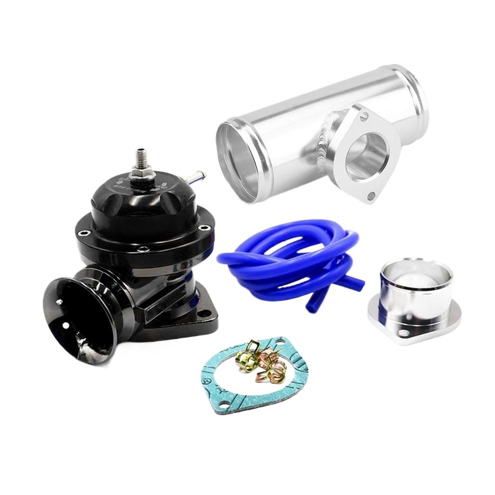 Turbocharger PressureTurboValve Pro Turbo Pressure Relief ValveAdjustable 25psi With 63mm Or 76mm Flange Pipe Turbo Pressure Relief Valve Adapter L=150mm Modification and upgrade(Red with 76mm pipe)(B