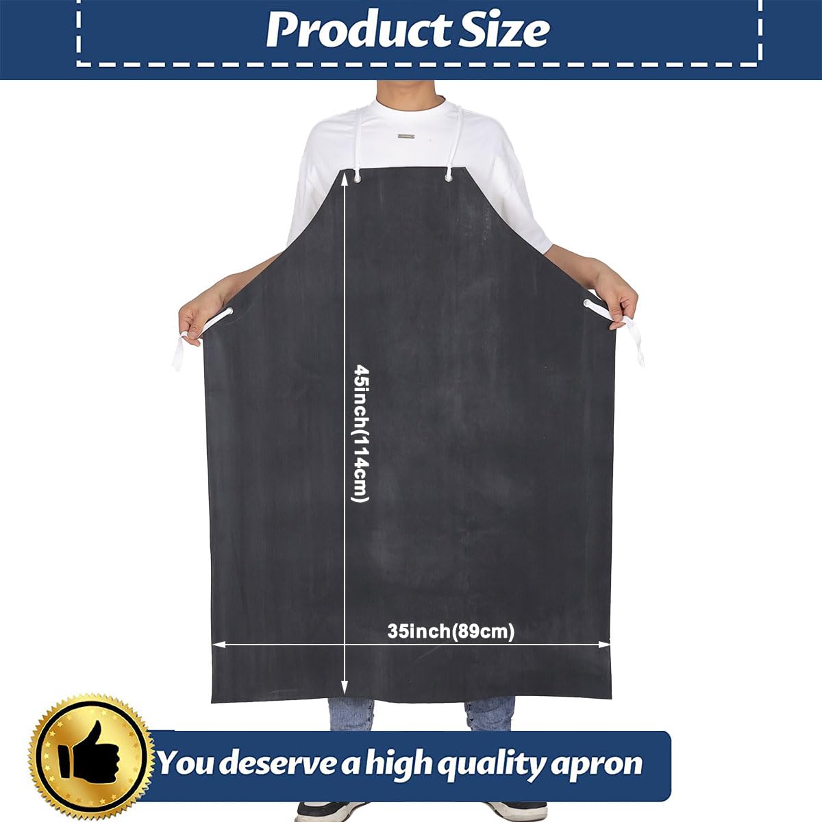 Delantal de neopreno, 35 x 45 pulgadas, delantales de goma de tamaño grande que ofrecen protección química, aceite y grasa, con resistencia a pinchazos y abrasión, paquete de 2